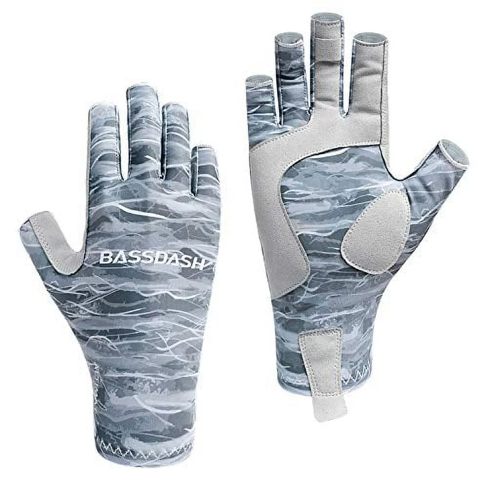 BASSDASH ALTIMATE Sun Protection Fingerless Hunting Fishing Gloves UPF 50+ Men���s Women���s UV Gloves for Kayaking Paddling Hiking Cycling Driving Shooting Training