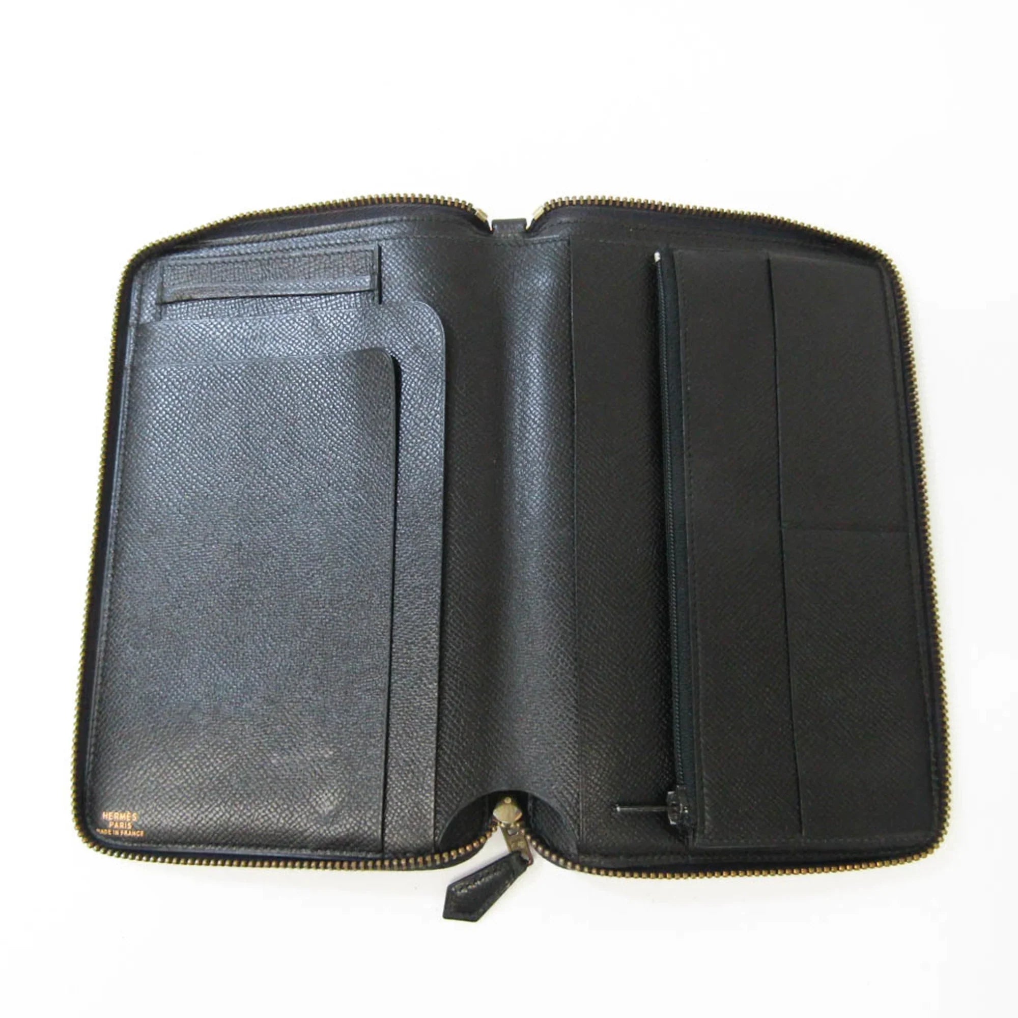 Pre-Owned Hermes Travel Case Men,Women Epsom Leather Long Wallet (bi-fold) Black (Good)