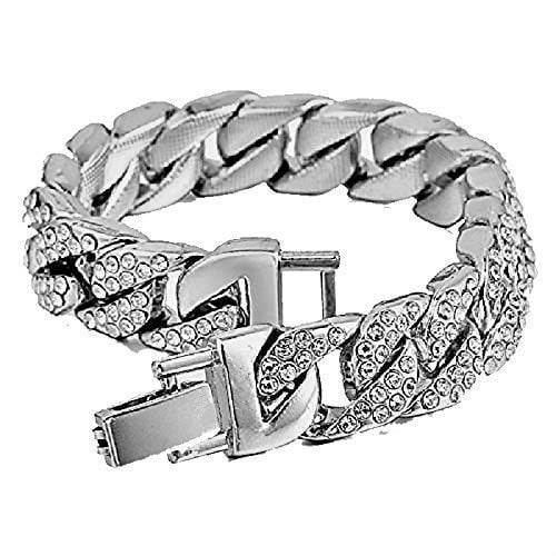 product image Bling-ed Out Biggie Square Iced Gold Hip Hop Watch You Will Hypnotize in a Flashy Way - 0513Sq (Silver Blue R# Cuban)