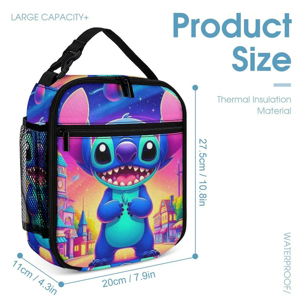 Lilo Art Stitch Portable Lunch Bag Tote Bento Bag School Office Insulated Cooler Thermal Handbag For Adult Boys Girls Kids