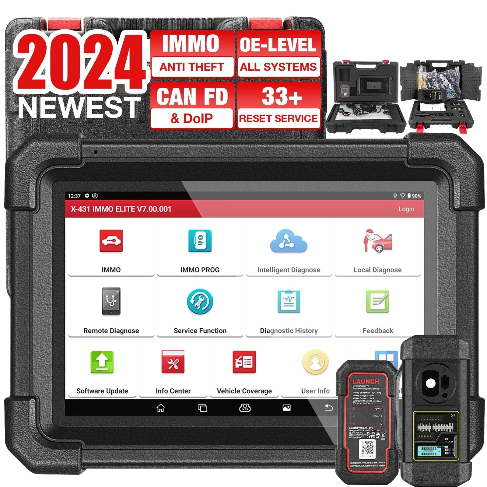 2024 Newest Launch X431 IMMO ELITE Car Diagnostic Scan Tool with XPROG-3 Key Programmer All Systems ,CANFD/DOIP,39+ Services