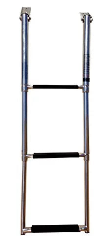 Pactrade Marine Vessel Stainless Steel 3 Steps Telescopic Folding Ladder with Rubber Foot Grips