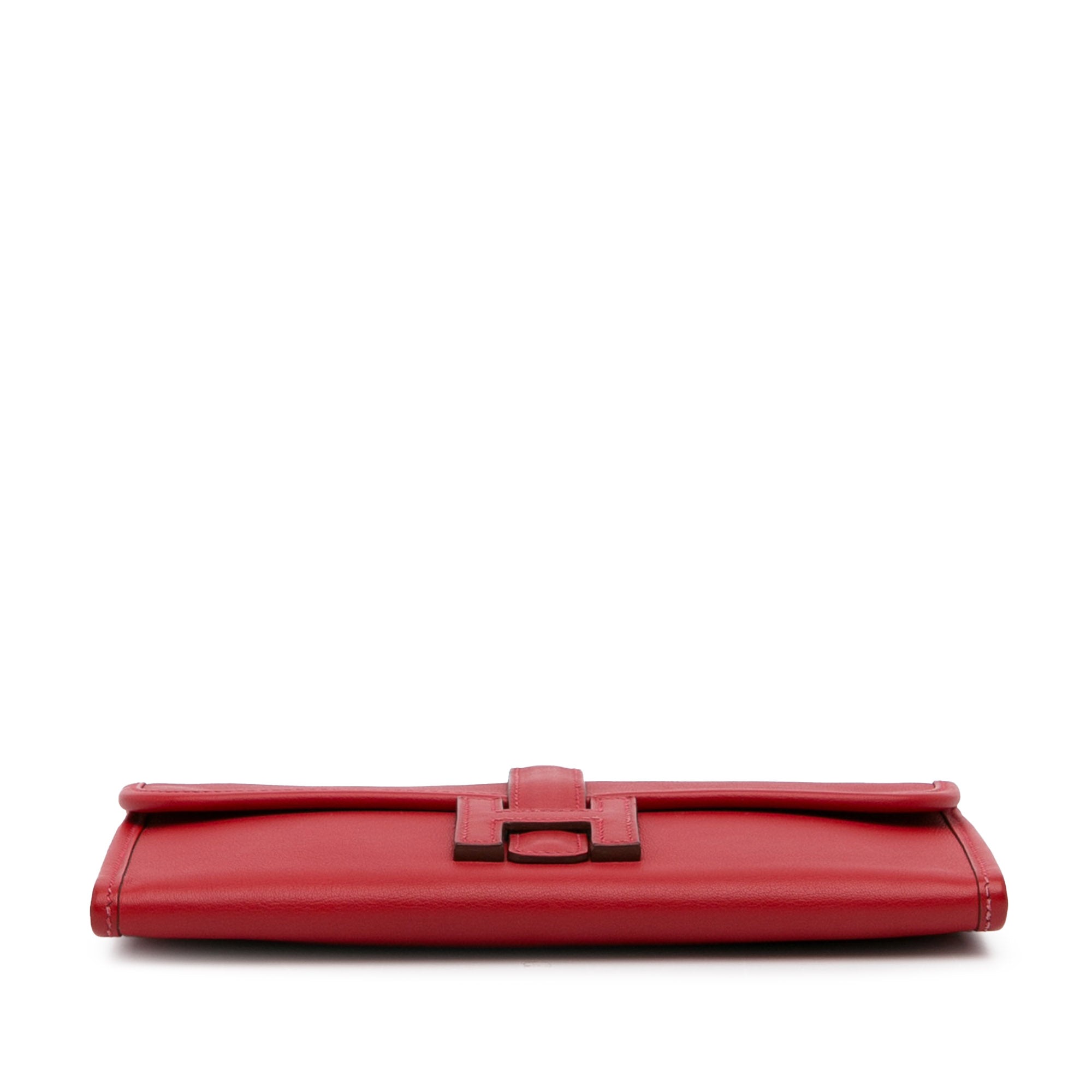 Pre-Owned Authenticated Hermès Swift Jige Duo Wallet Calf Leather Red Long Wallets Unisex (Good)