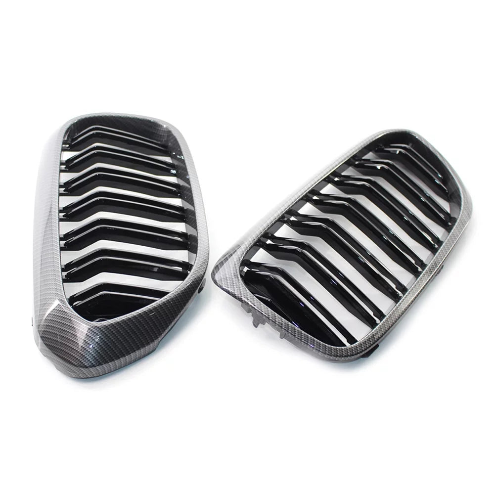 NS Front Grill Keney Grille Protection Trim for BMW 5 Series G30 G31 G38 530i 540i 2017 2018 2019, Carbon Fiber Style