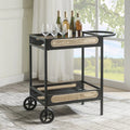 BESTCOSTY Kitchen Carts Serving Cart, Black Finish Metal & Wood