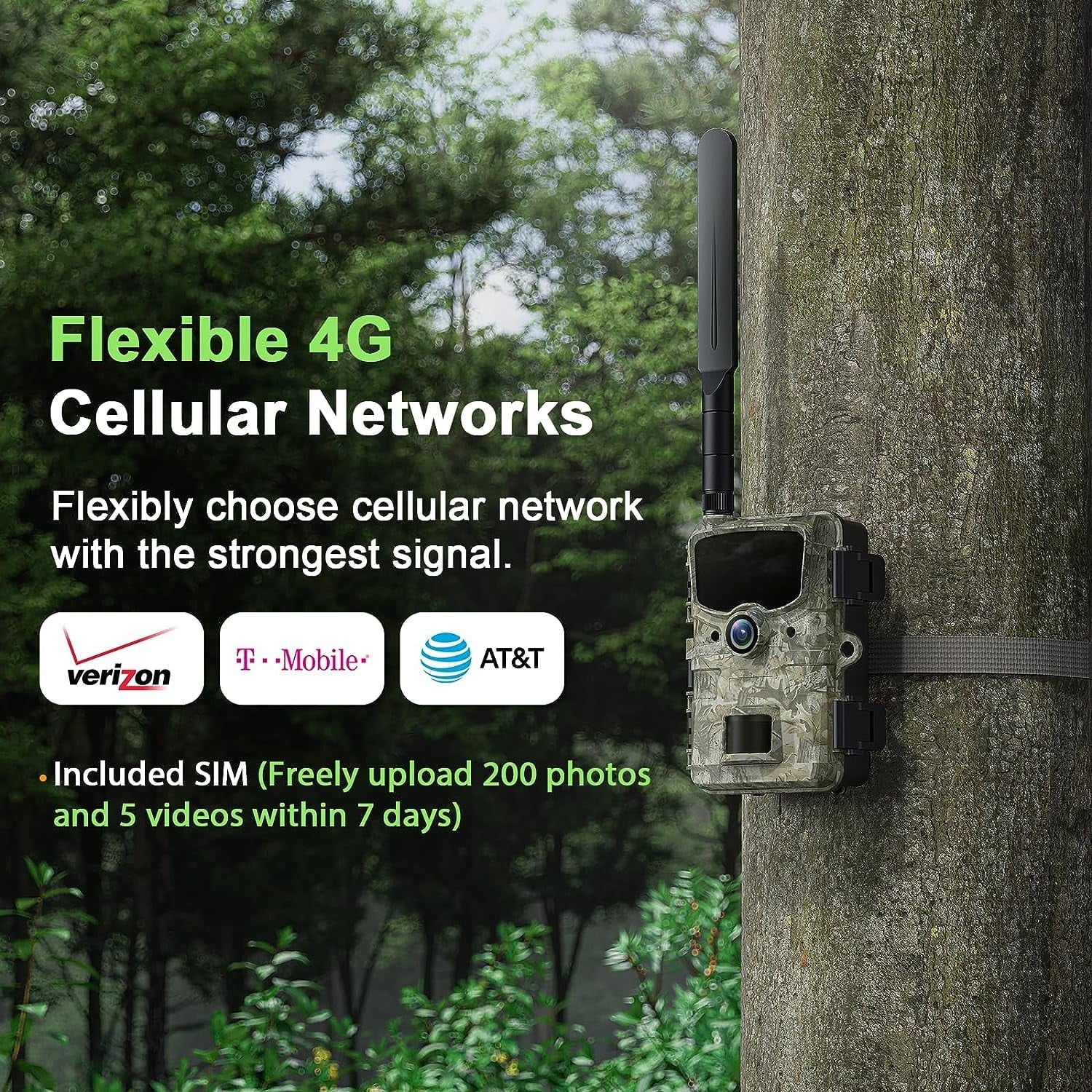 CAMPARK 4G LTE Cellular Trail Camera Sends Picture Video to Cell Phone - 24MP 1080P Game Hunting Camera with Night Vision Motion Activated Waterproof for Wildlife Monitoring Trail Cam with SD Card