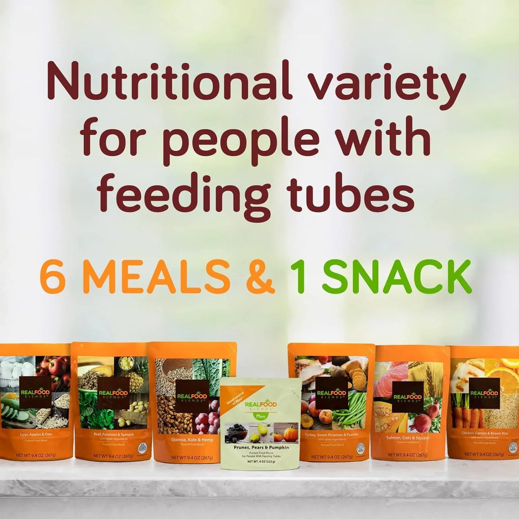 Real Food Blends - Turkey, Sweet Potatoes & Peaches - Meals for Tube Fed People - 9.4 Oz Pouch (Pack of 12)