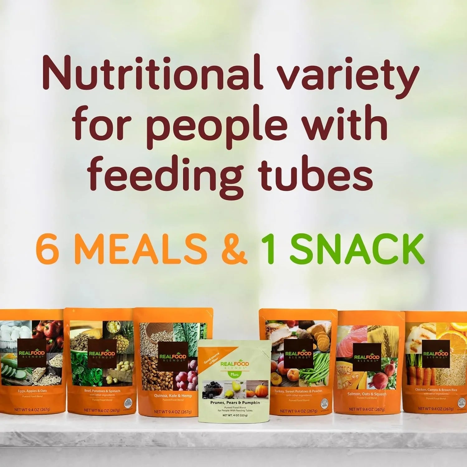 Real Food Blends - Turkey, Sweet Potatoes & Peaches - Meals for Tube Fed People - 9.4 Oz Pouch (Pack of 12)