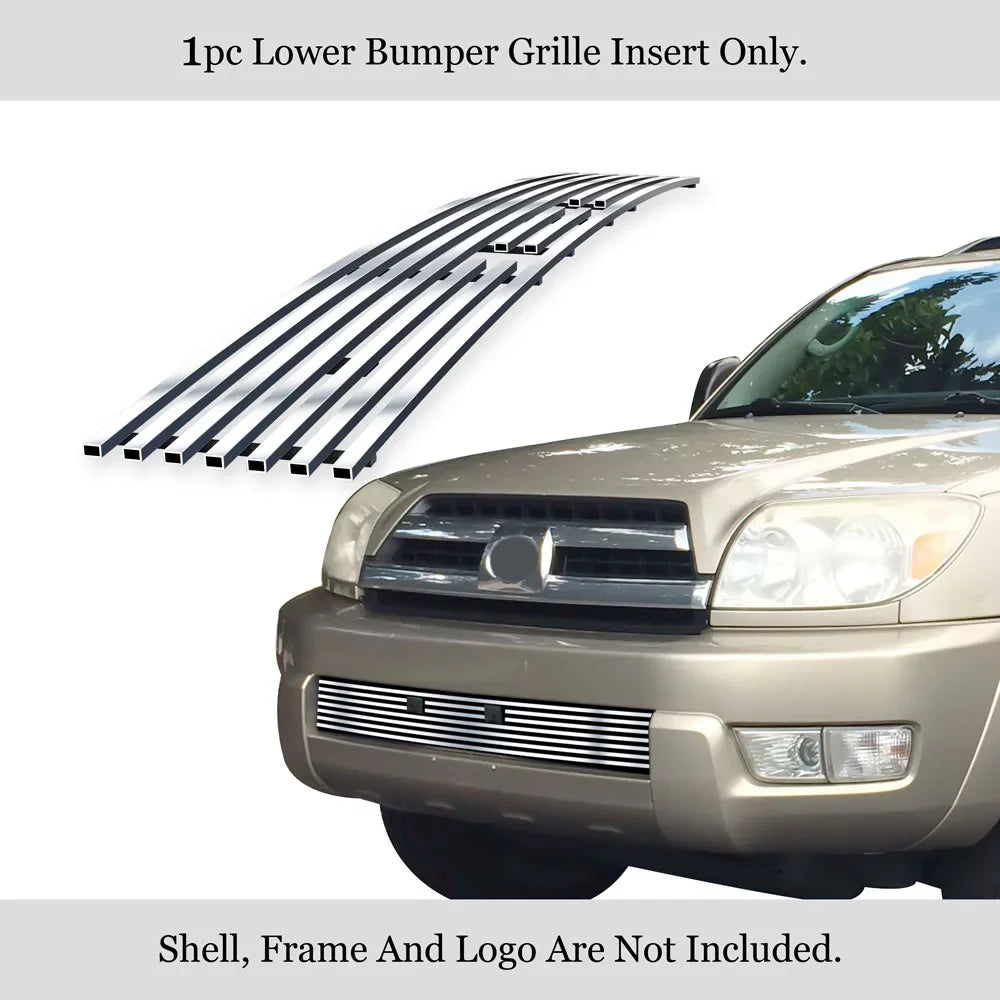 APS Premium Stainless Steel Chrome 8x6 Billet Grille Suitable with Toyota 4Runner 2003-2005 Lower Bumper N19-S52456T